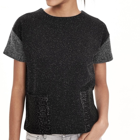 Banana Republic Tops - Banana Republic Herringbone Sequin-pocket Top